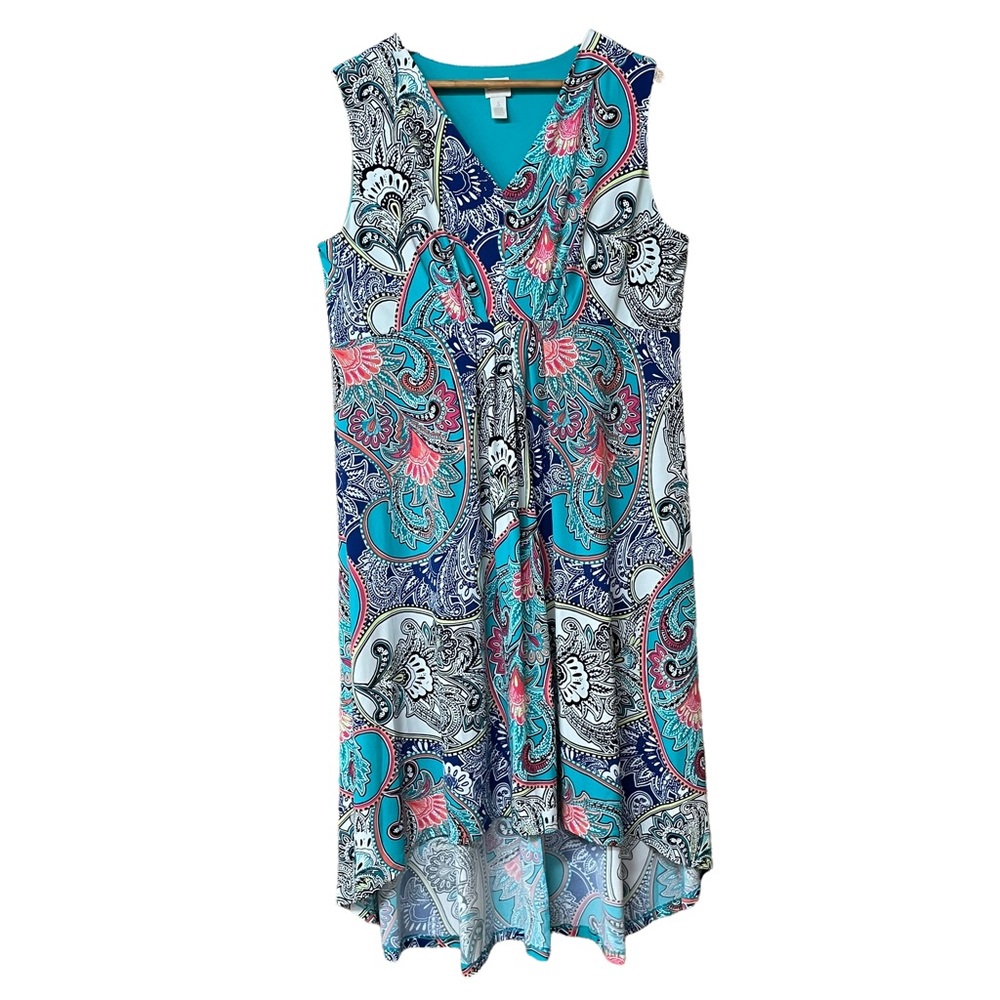 CHICOS V Neck Sleeveless High/Lo Hem Dress Size Chicos 3 (16)